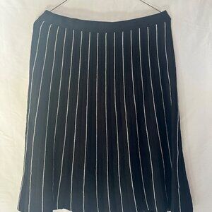 Black and White Striped Midi Skirt - Size Large